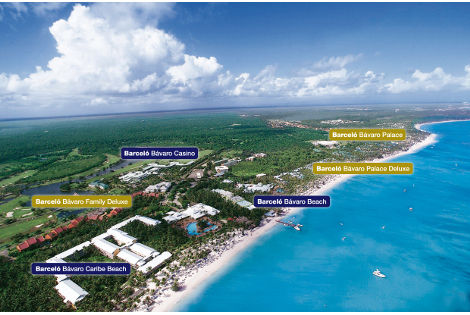 Localisation des hôtels du complexe Bavaro - Barcelo Bavaro Casino