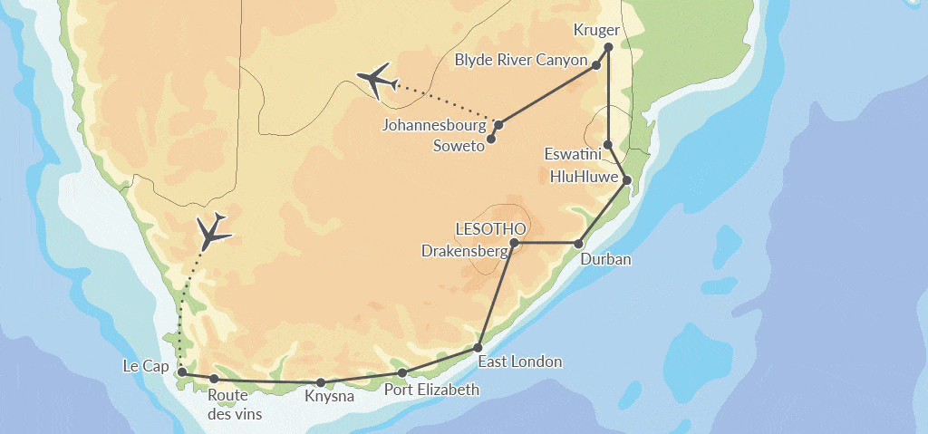 Circuit Grand Tour d'Afrique du Sud & Chutes Victoria johannesbourg Afrique Du Sud