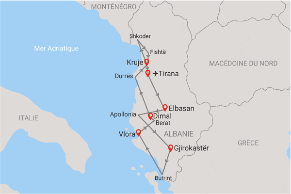 Circuit Panorama de l'héritage albanais tirana Albanie