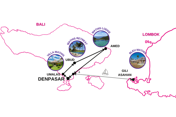 Circuit Combiné Mathis Collection Charming : Umalas, Ubud, Amed et Gili Asahan denpasar Bali