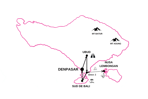 Combiné hôtels Des Rizières de l'île des Dieux aux eaux turquoise de Nusa Lembongan denpasar Bali