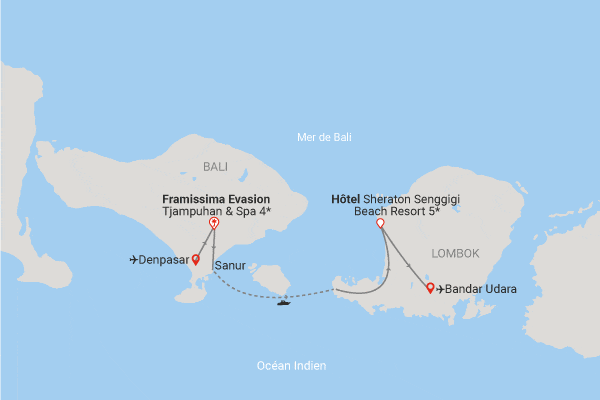 Combiné hôtels Duo des îles Bali & Lombok : Framissima Évasion Tjampuhan & Sheraton Senggigi Beach Resort denpasar Bali