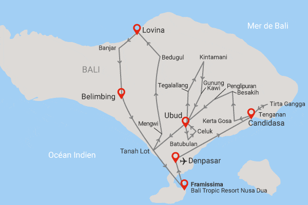 Circuit Traditions et culture balinaise en privatif et extension au Framissima Évasion Bali Tropic denpasar Bali