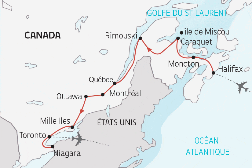 Circuit Le Canada, de l'Acadie aux chutes du Niagara halifax Canada