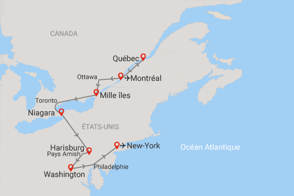 Circuit Grands Sites de l'Est Américain montreal Canada