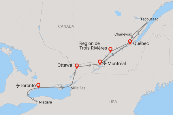 Circuit Exploration de l'Est canadien avec étape nature toronto Canada