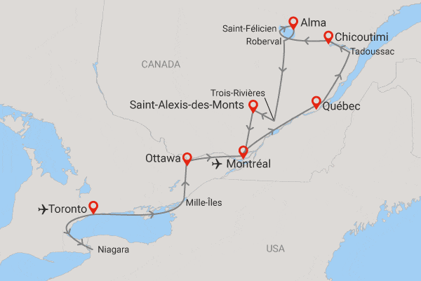 Circuit L'Est Canadien en douceur et extension Montréal toronto Canada
