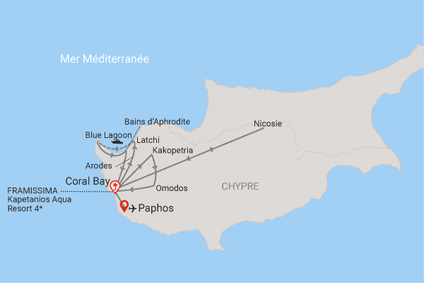 Circuit Chypre entre plage et culture, logement Framissima Évasion Kapetanios Aqua Resort peyia Chypre