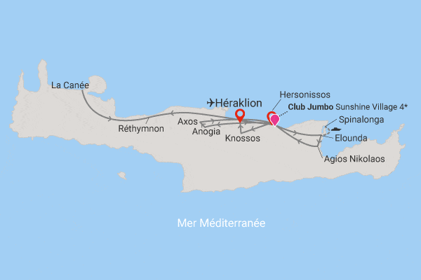 Circuit Trésors crétois, logement au Jumbo Sunshine Village heraklion Crète