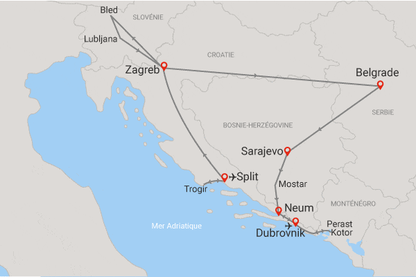 Circuit De Split à Kotor, patrimoine des Balkans split Croatie