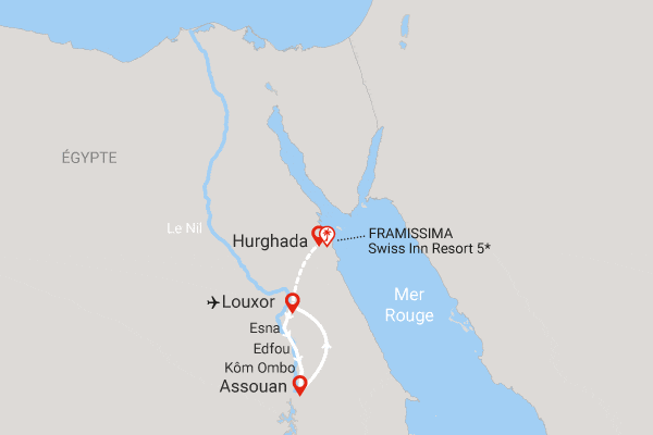 Combiné croisière et hôtel Framissima Gloire des pharaons à bord du Framissima Monica (10 visites) et extension au Framissima Swiss Inn Resort louxor Egypte