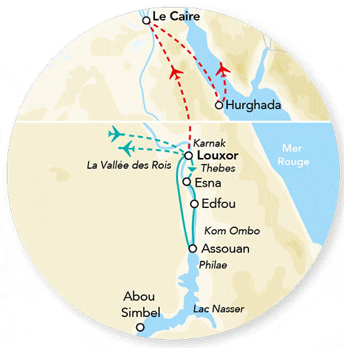 Combiné croisière et hôtel Splendeurs des Pharaons, Le Caire & Hurghada en hôtel 4* - Limité à 28 pers. louxor Egypte