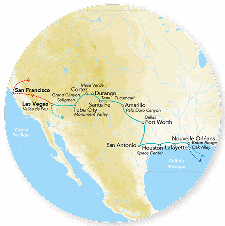 Circuit Merveilles du Grand Ouest à la Lousiane & séjour à la Nouvelle Orléans las_vegas Etats-Unis
