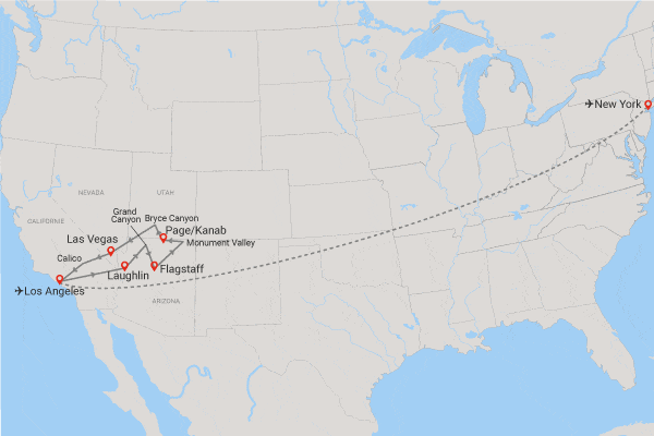 Circuit Cap sur l'ouest américain et extension New York los_angeles Etats-Unis