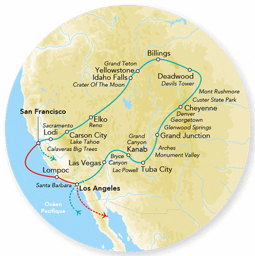 Circuit Merveilles du Grand Ouest & Rocheuses los_angeles Etats-Unis