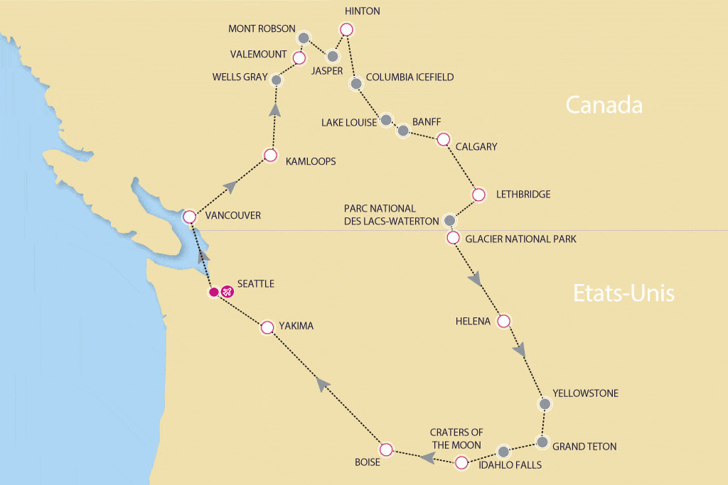Circuit L'Essentiel des rocheuses canadiennes et américaines seattle Etats-Unis