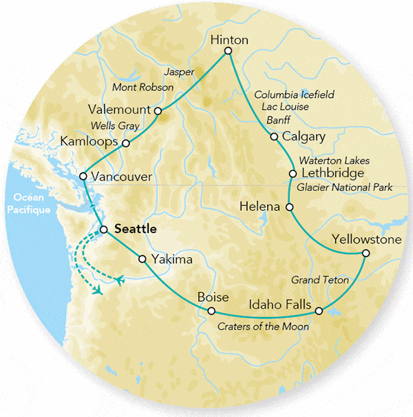Circuit Merveilles des Rocheuses Canadiennes & Américaines seattle Etats-Unis