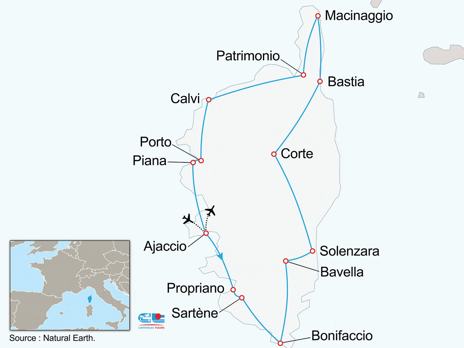 Circuit La Corse, entre terre et mer ajaccio France Corse