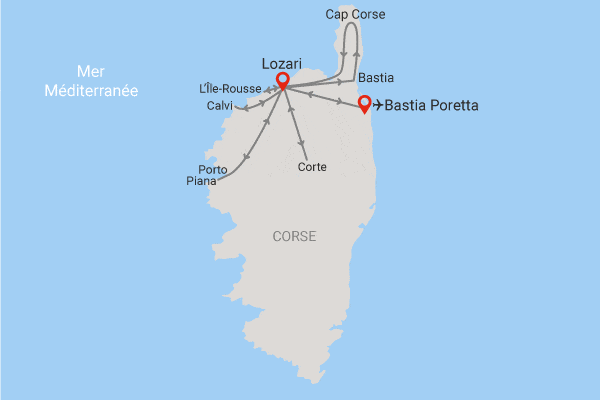 Circuit Authentique Corse du nord bastia France Corse