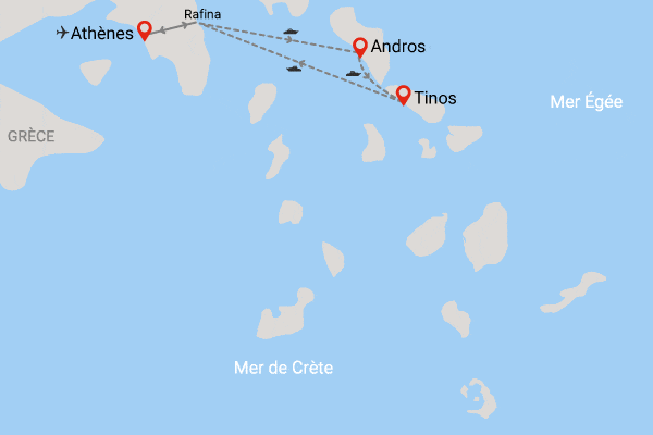 Combiné hôtels Combiné 2 îles : Andros - Tinos en 7 nuits athenes Grece