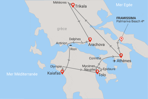 Combiné circuit et hôtel Grand Tour de Grèce 4* (maximum 24 participants) et extension 3 nuits Framissima Palmariva Beach athenes Grece