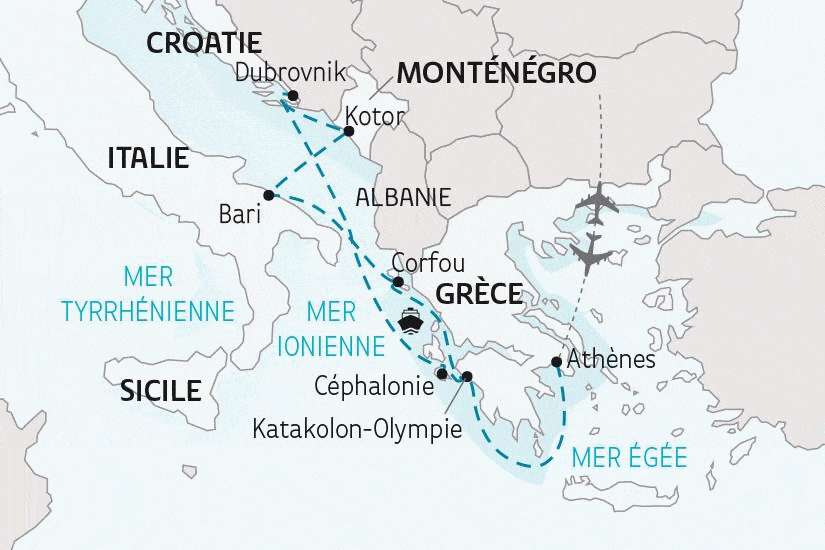 Combiné croisière et hôtel Magie de la mer Ionienne et de l'Adriatique - La croisière des Bretons 2026 athenes Grece
