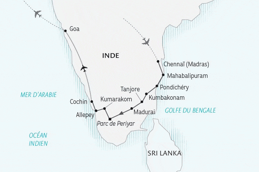 Combiné circuit et hôtel L'Inde du Sud, de Madras à Goa chennai Inde