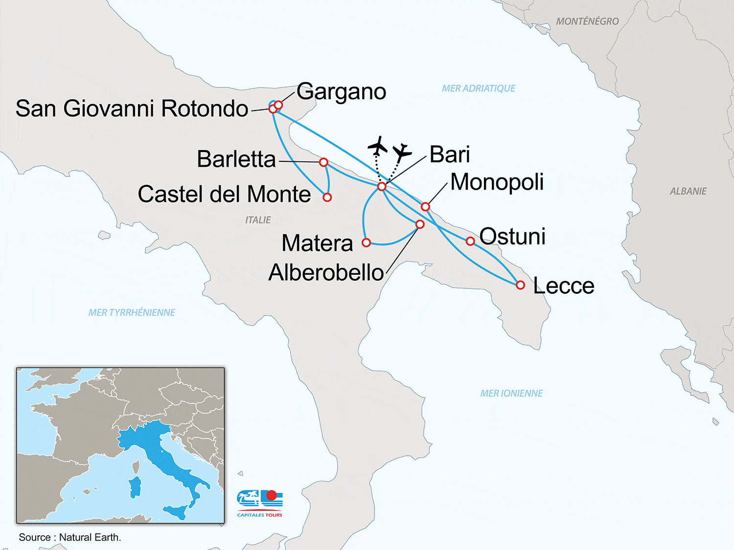 Circuit Merveilles des Pouilles bari Italie