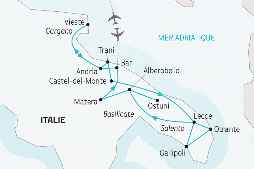 Circuit Les Pouilles, de l'Adriatique à la mer Ionienne bari Italie