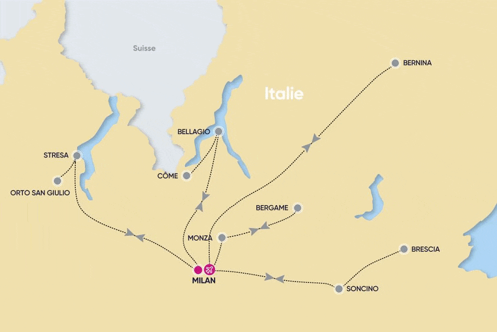 Autotour Les Lacs Italiens en liberté milan Italie