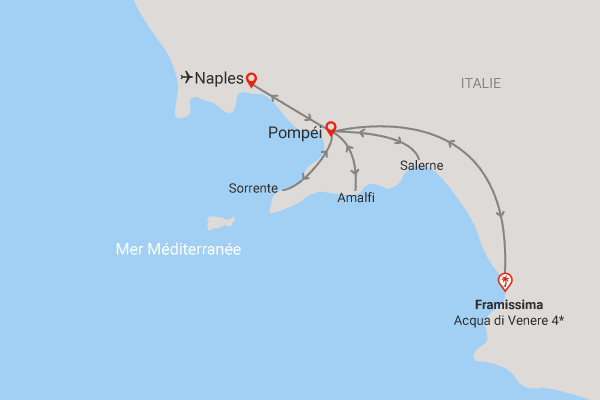 Circuit Mythique Côte Amalfitaine et extension Framissima Acqua Di Venere paestum Italie
