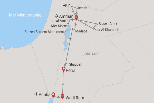 Circuit De Pétra à Aqaba, joyaux du Moyen-Orient amman Jordanie