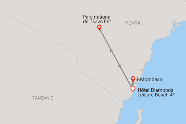 Combiné circuit et hôtel Diamonds Leisure Beach avec1 n safari Tsavo Est diani_beach Kenya