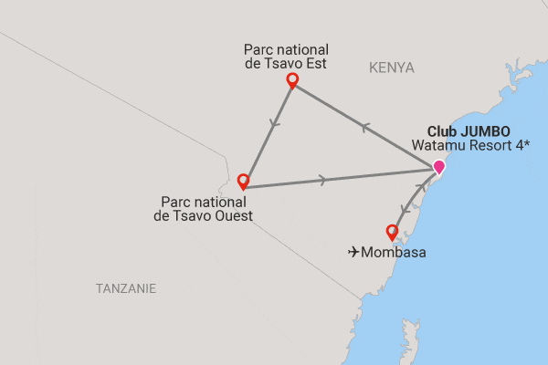Combiné circuit et hôtel Jumbo Resort Watamu 4* avec 2 nuits Tsavo est/Ouest mombasa Kenya