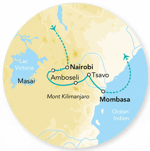 Combiné circuit et hôtel Douceurs du Kenya & balnéaire Mombasa nairobi Kenya