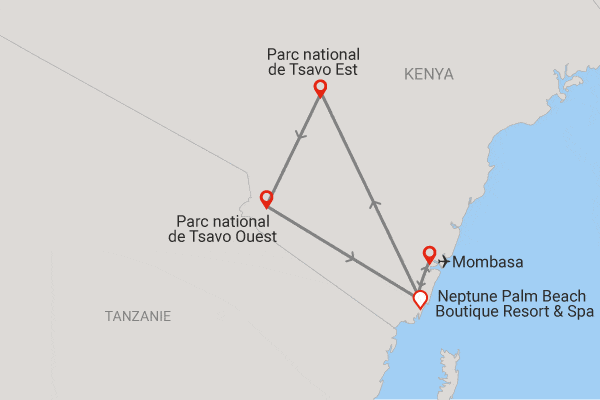 Combiné circuit et hôtel Hôtel Neptune Palm Beach Boutique Resort & Spa 4* avec 2 nuits Tsavo Est / Ouest ukunda Kenya