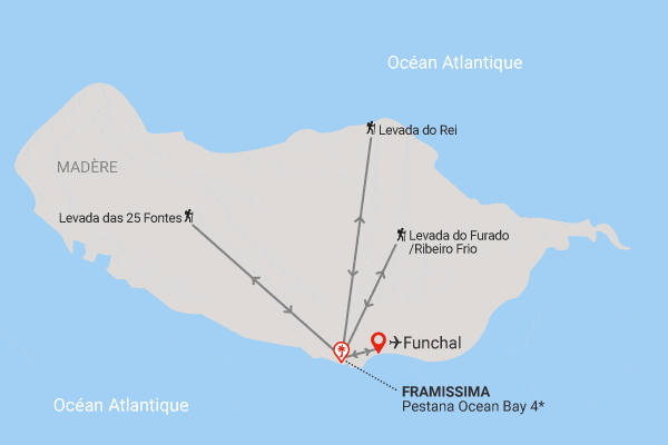 Circuit Randonnée à Madère , logement au Framissima Évasion Pestana Ocean Bay Évasion funchal Madère