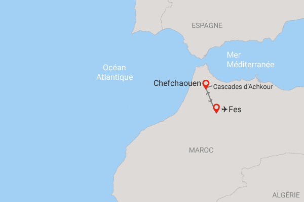 Circuit Bleu de Chefchaouen et cascades d'Akchour fez Maroc
