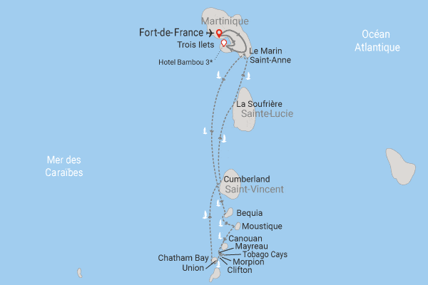 Combiné croisière et hôtel Passion Grenadines et extension 3 nuits à l'hôtel Bambou Resort fort_de_france Martinique