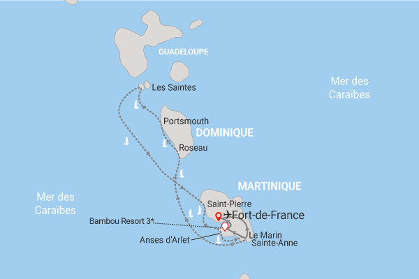 Combiné croisière et hôtel Cocktail Nature aux Antilles avec extension à l'hôtel Bambou Resort troisilets Martinique