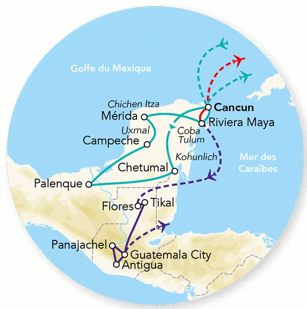 Circuit Splendeurs du Yucatan & Séjour Guatemala cancun Mexique