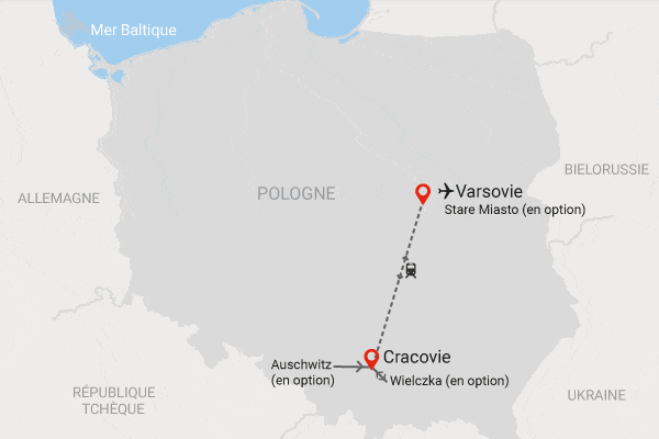 Circuit Voyage en liberté, escapade en train de Varsovie à Cracovie varsovie Pologne