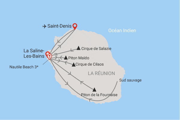 Circuit Intense Réunion, logement au Nautile Beach la_saline_les_bains Reunion