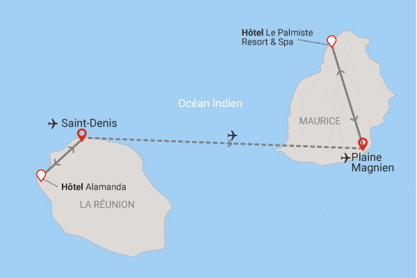 Séjour 2 en 1 : Île de la Réunion et Île Maurice, Exsel Alamanda 2* et Le Palmiste lermitagelesbains Reunion