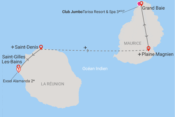 Séjour 2 en 1 : Île de la Réunion et Île Maurice, Exsel Alamanda 2* et Jumbo Tarisa Resort & Spa saint_denis Reunion