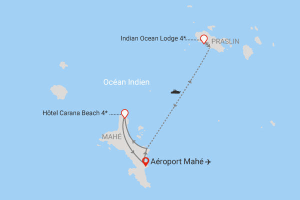 Combiné hôtels 2 îles - Indian Ocean Lodge 4* (5 nuits) + Carana Beach 4* (4 nuits mahe Seychelles