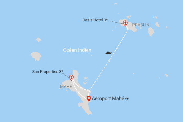 Combiné hôtels Combiné 2 îles - Oasis Hotel 3* (4 nuits) + Sun Properties 3* (3 nuits) mahe Seychelles