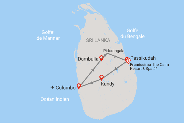 Combiné circuit et hôtel Framissima Evasion The Calm 4* et 2 jours de visites Colombo Sri Lanka