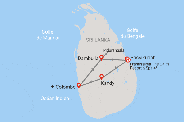 Combiné circuit et hôtel Framissima Evasion The Calm 4* et 3 jours de visites Colombo Sri Lanka