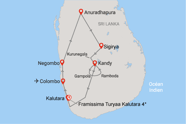 Combiné circuit et hôtel Intense Sri Lanka (collectif) & plage au Framissima Turyaa Kalutara colombo Sri Lanka